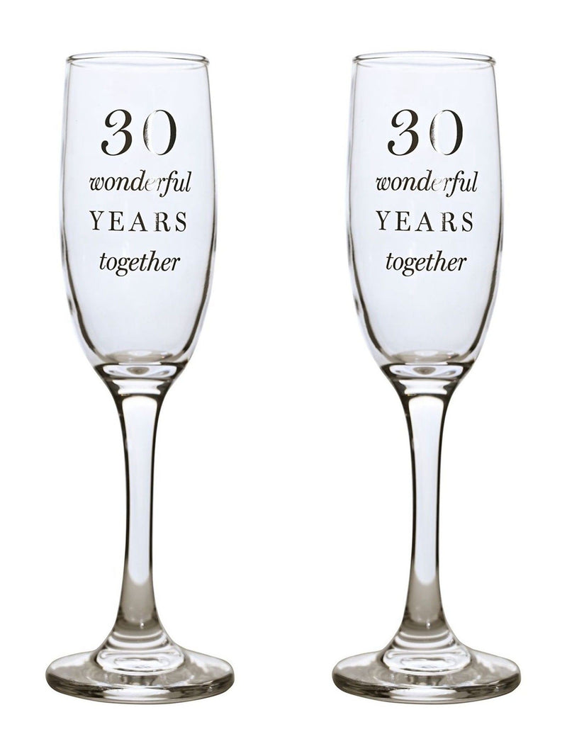 Widdop 30th anniversary clear champagne flutes, UK version