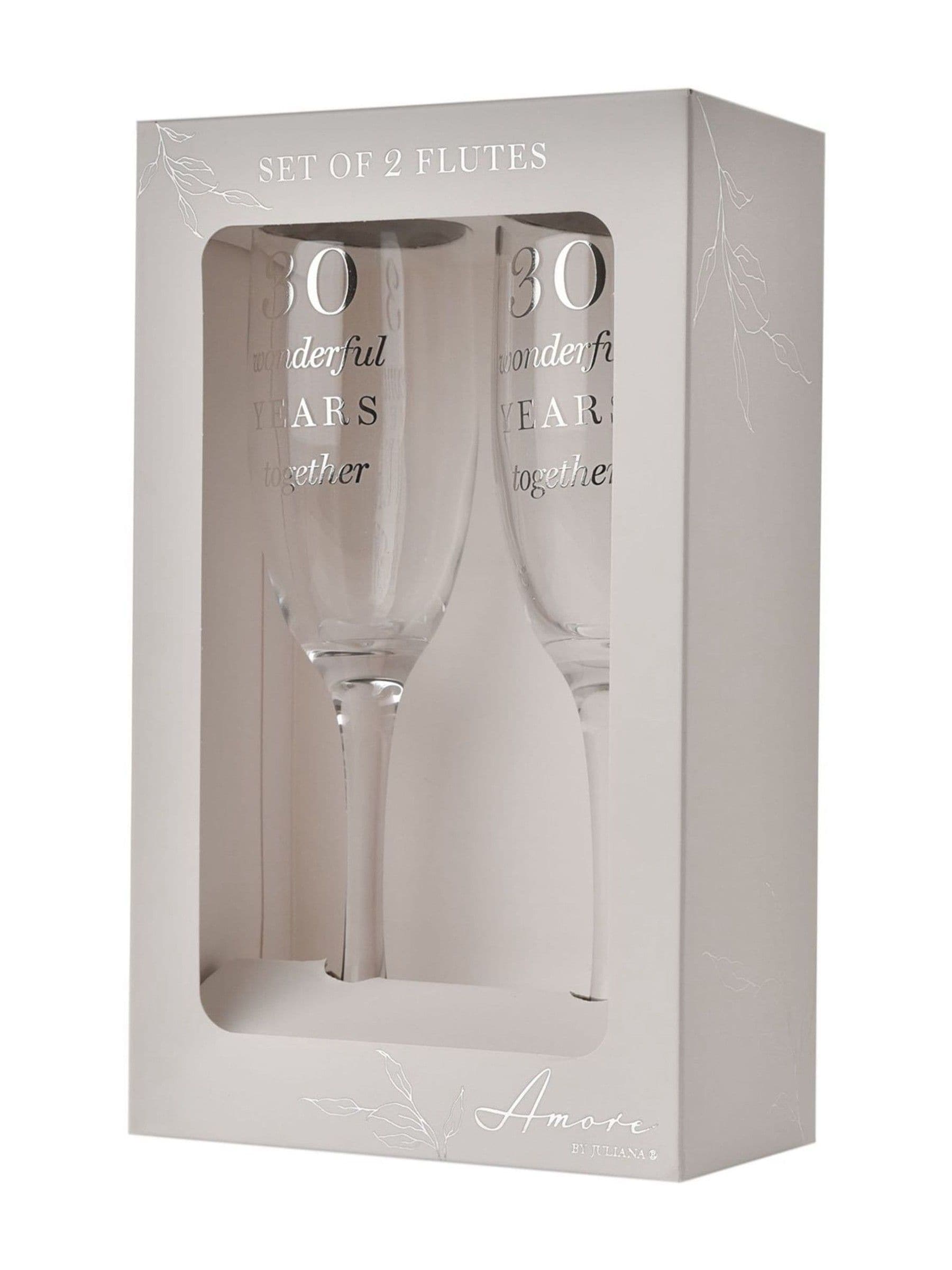 Widdop 30th anniversary clear champagne flutes, UK version