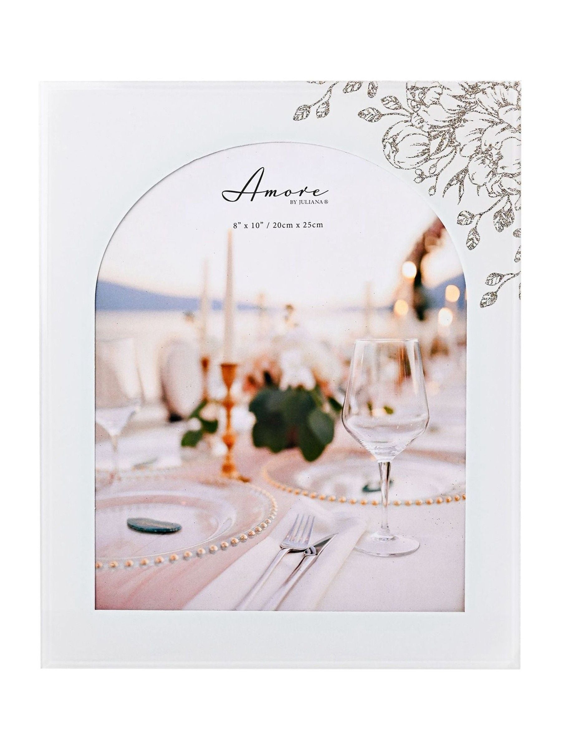 Amore white floral glass photo frame 8x10 - British product