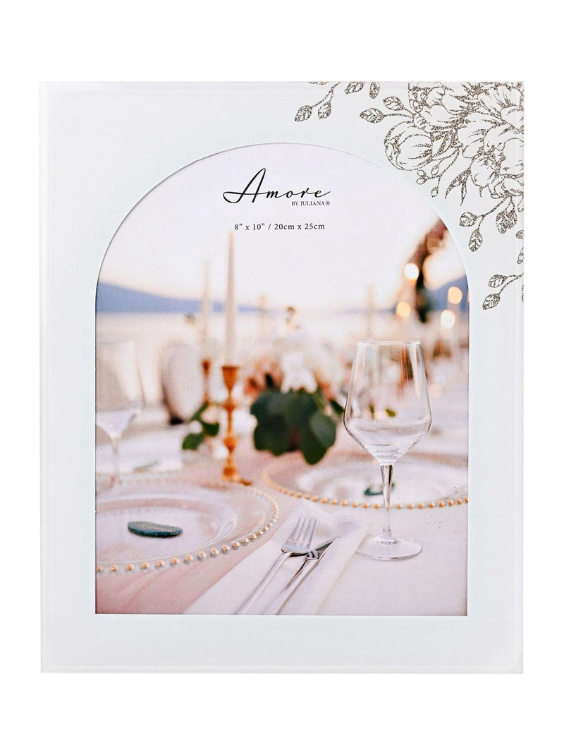 Amore white floral glass photo frame 8x10 - British product