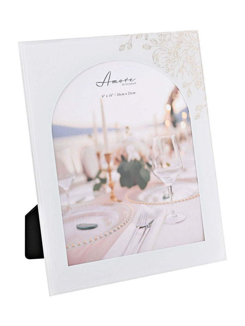 Amore white floral glass photo frame 8x10 - British product