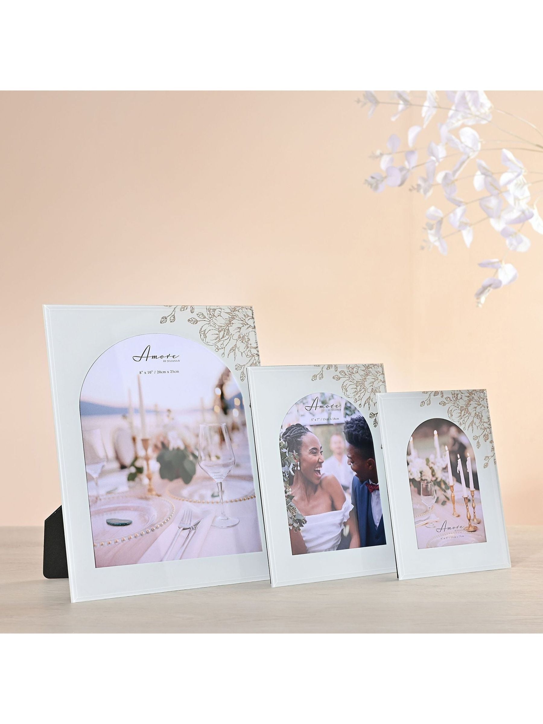 Amore white floral glass photo frame 8x10 - British product