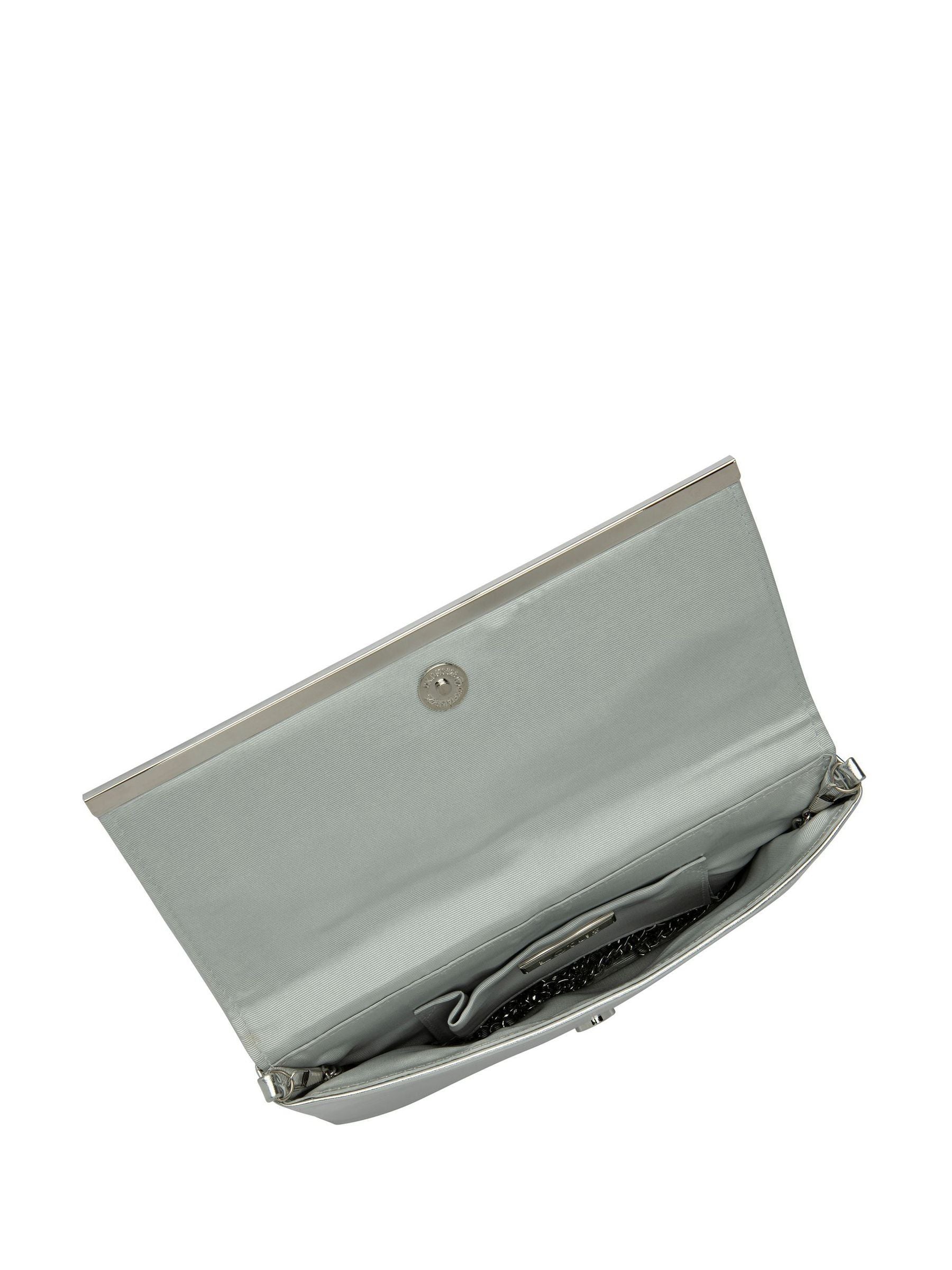 Lotus silver clutch handbag with diamantes - British product