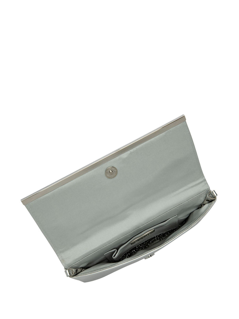 Lotus silver clutch handbag with diamantes - British product