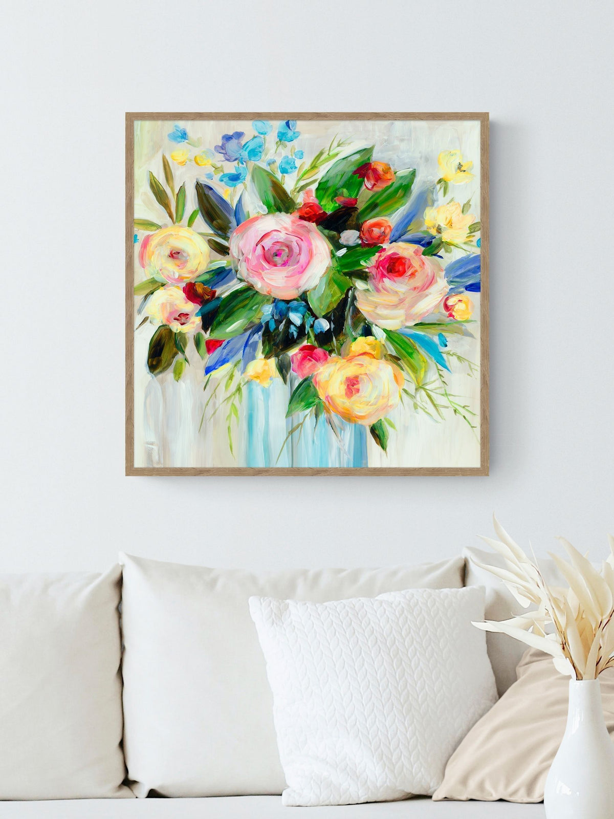 Artko birch rose bunch by Asia Jenson framed art 60cm x 60cm - British product