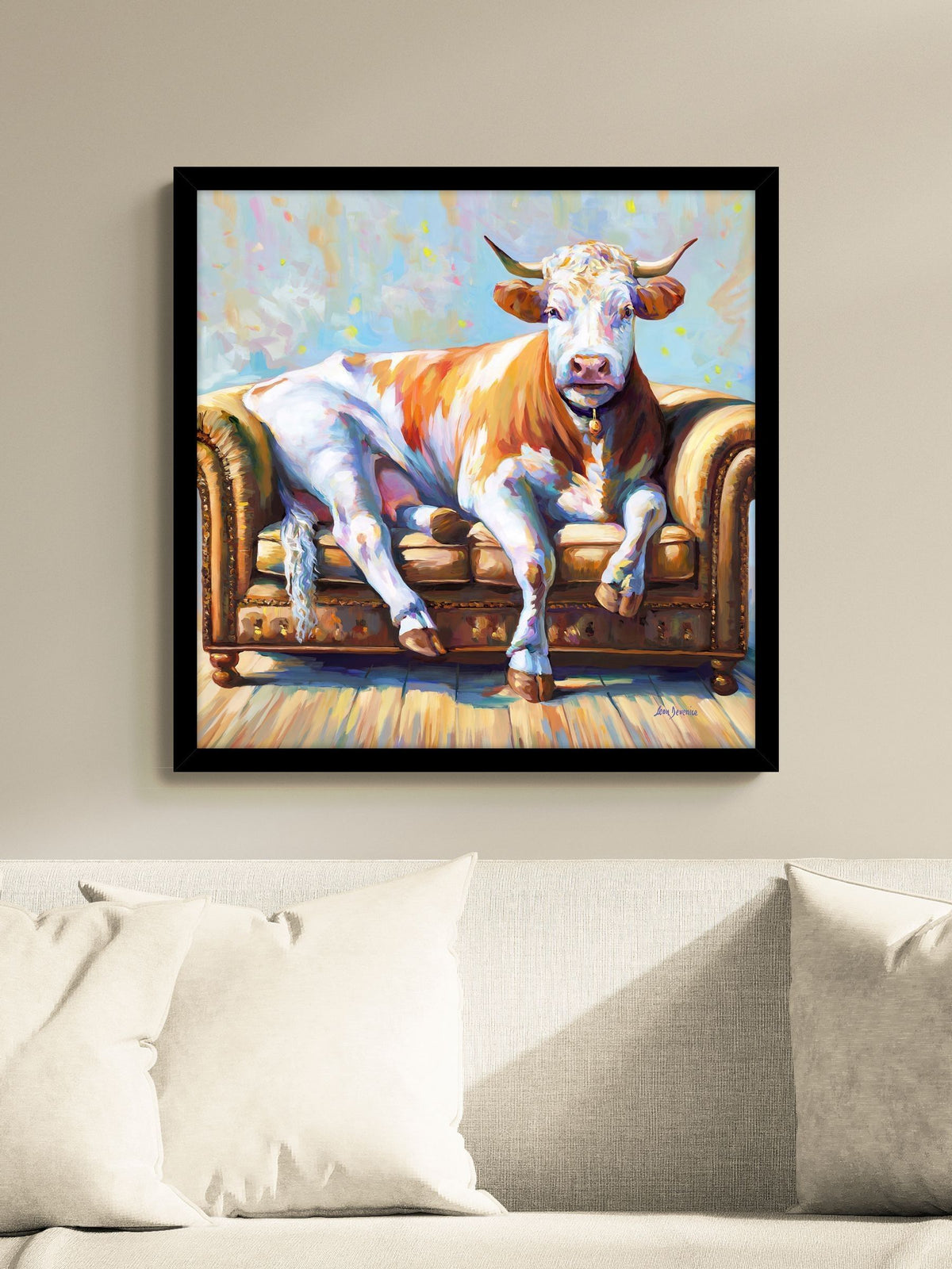 Artko Black Cows Day Off framed art by Leon Devinice 61.5cm x 61.5cm - British product