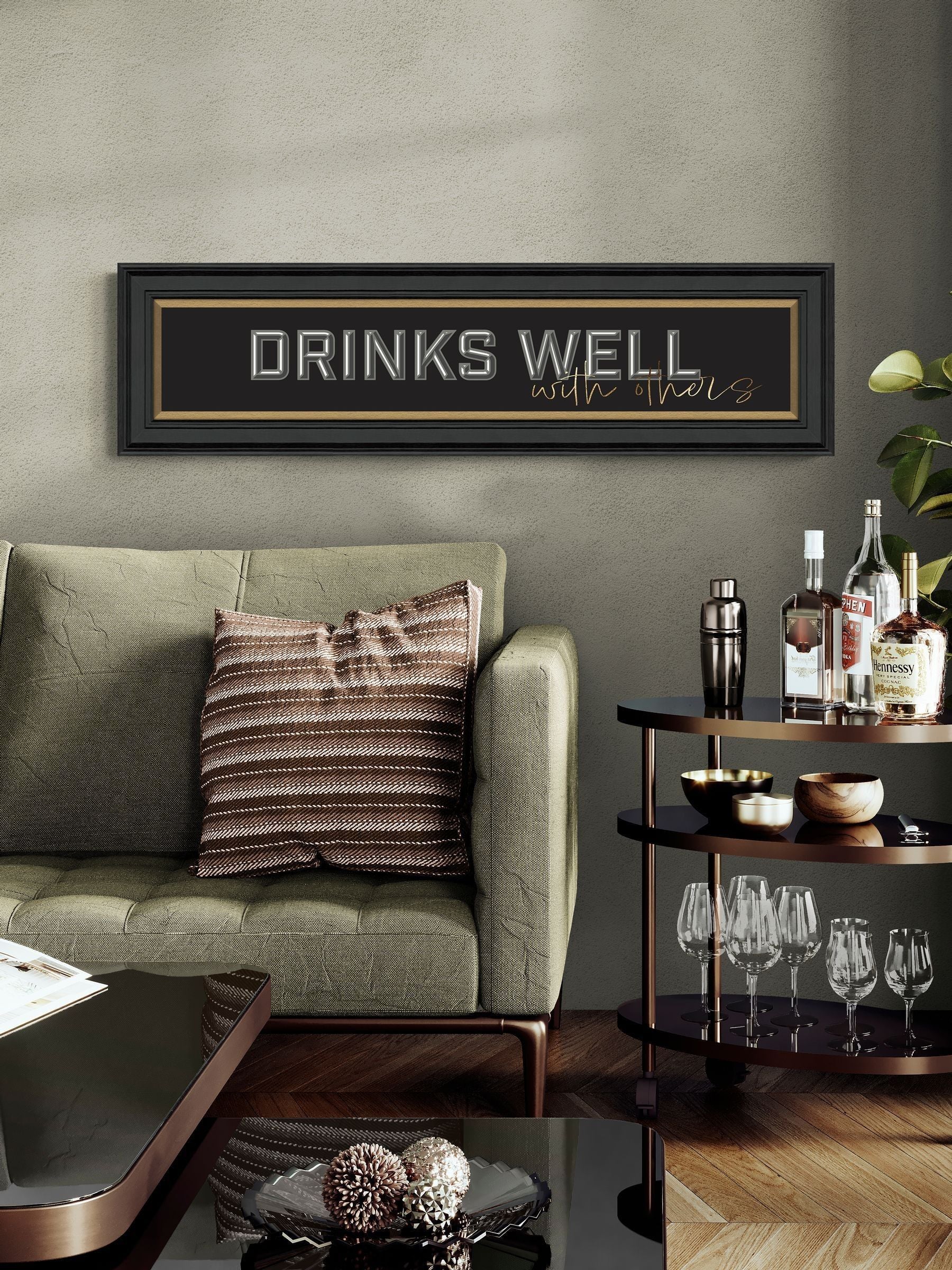 Artko Black Drinks Well with Others framed art 29x109x3cm - British product