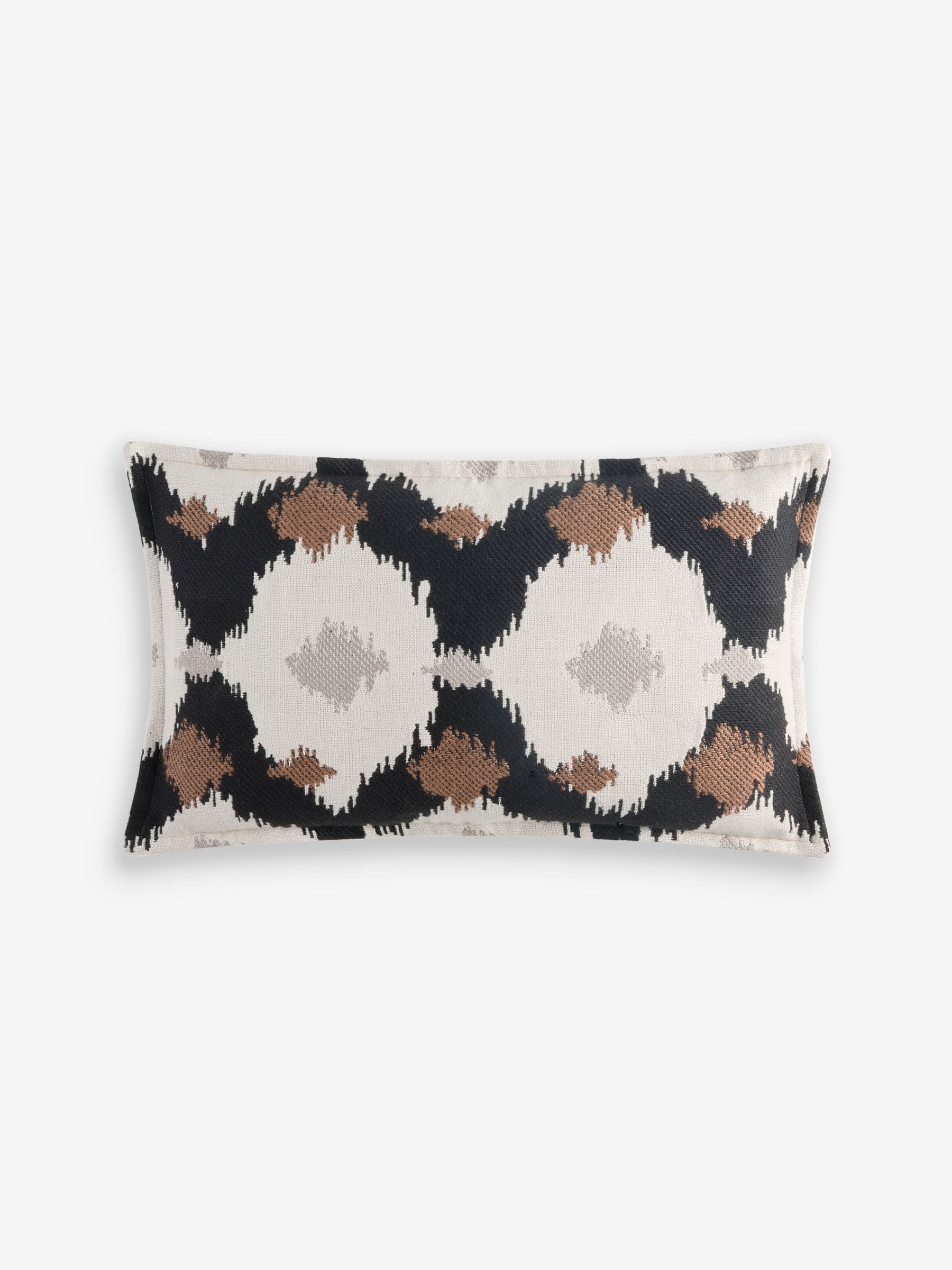 Black/White 50 x 30cm Indoor Outdoor Woven Ikat Cushion