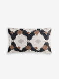 Black/White 50 x 30cm Indoor Outdoor Woven Ikat Cushion