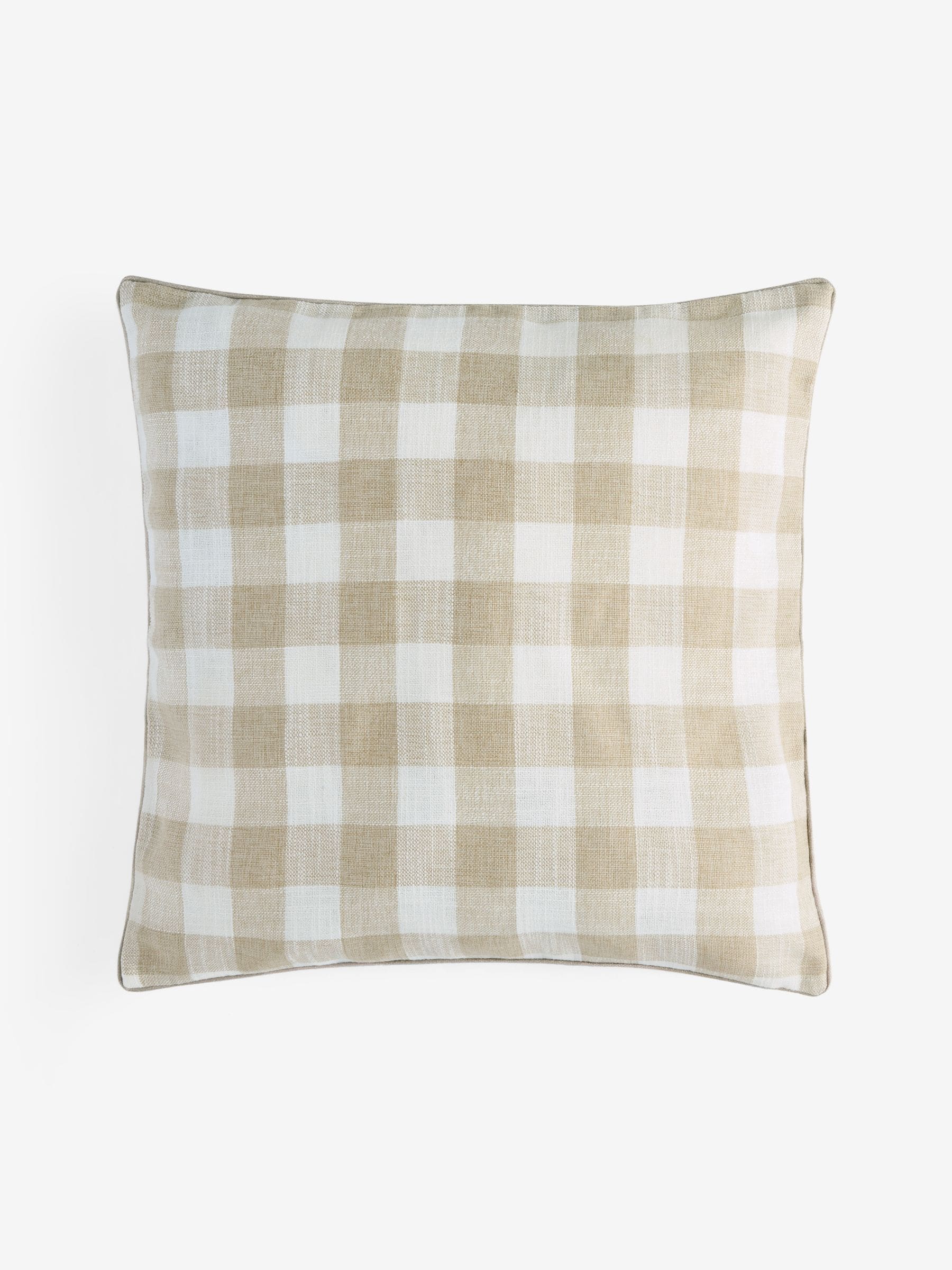 Natural woven gingham check cushion 50cm (British brand)