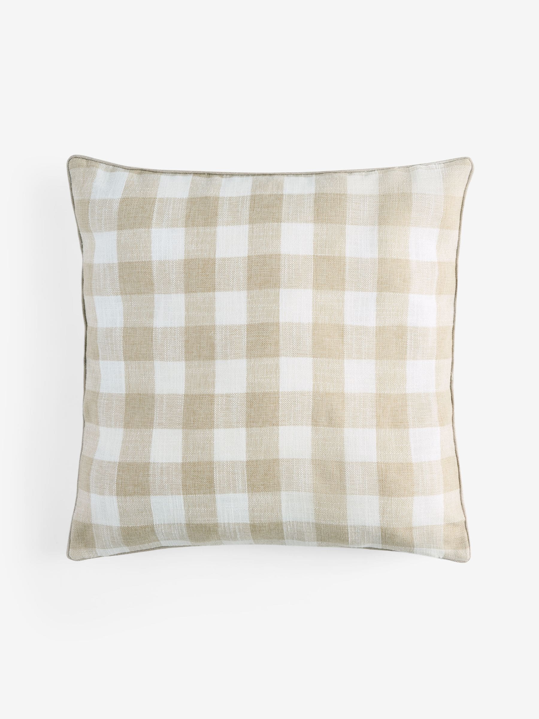 Natural woven gingham check cushion 50cm (British brand)
