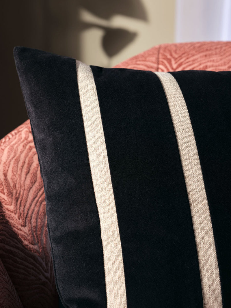 Natural velvet panel stripe cushion 50x50cm (British brand)
