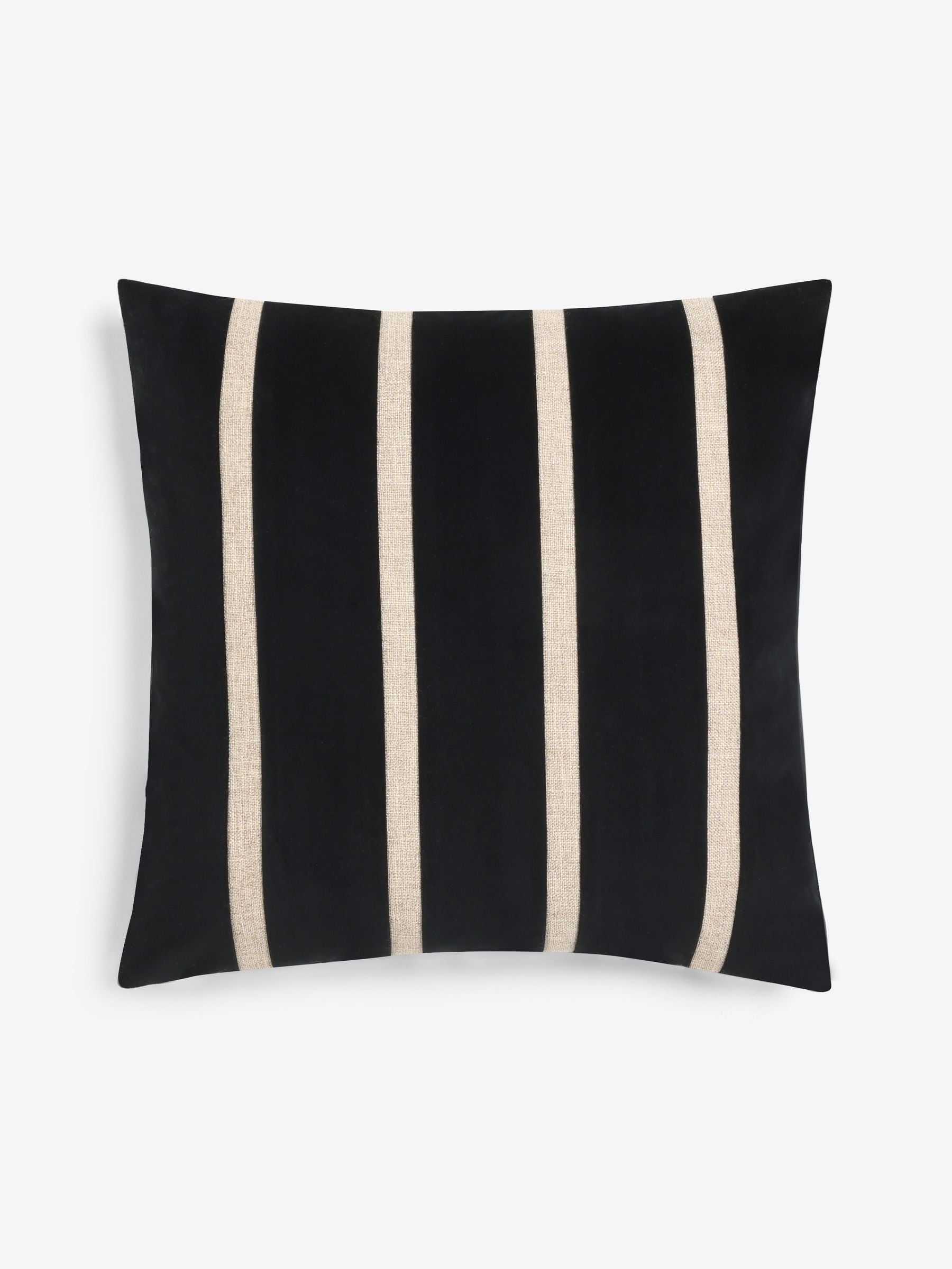 Natural velvet panel stripe cushion 50x50cm (British brand)