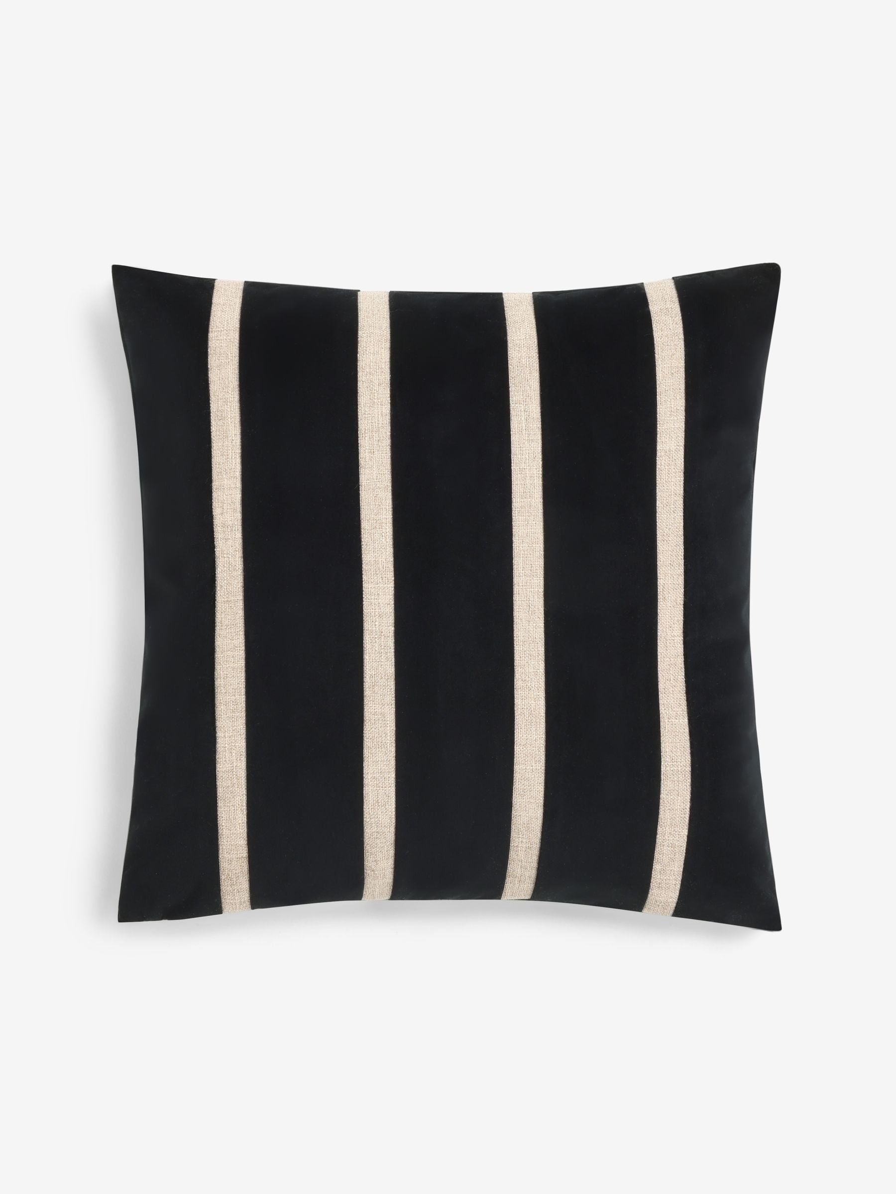 Natural velvet panel stripe cushion 50x50cm (British brand)