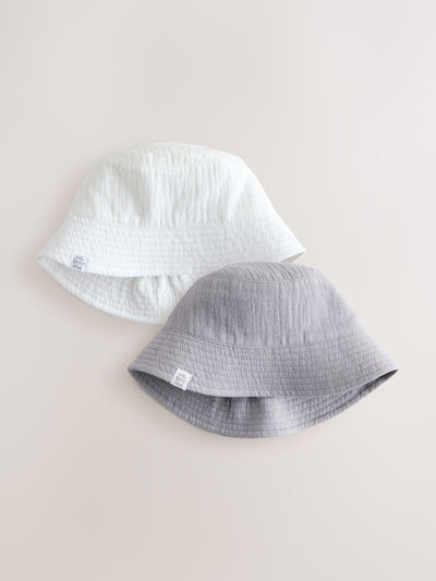 Next Baby Bucket Hats Neutral Crinkle 2 Pack- Buy online at McGrocer