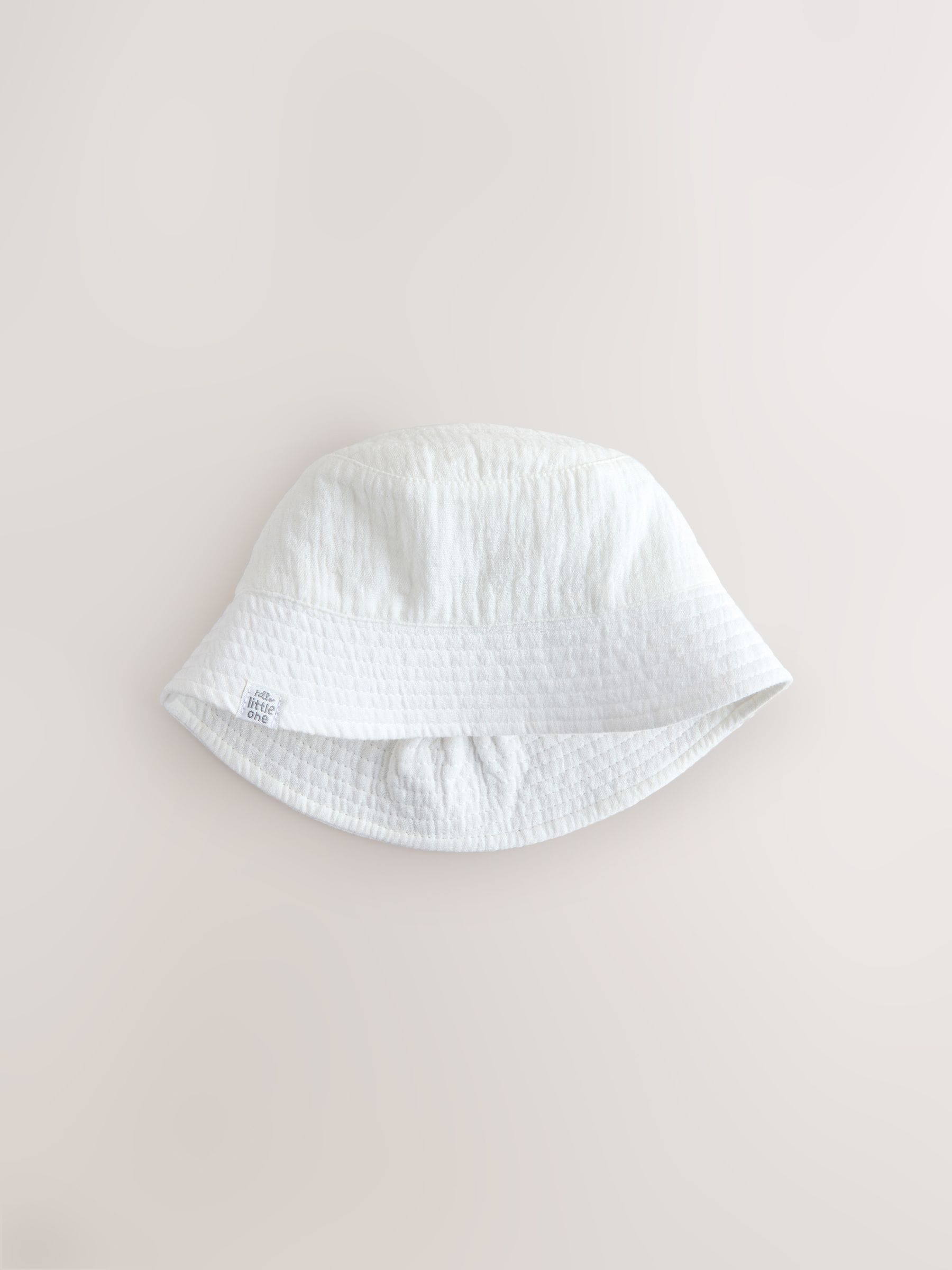 Neutral crinkle baby bucket hats 2 pack - British product
