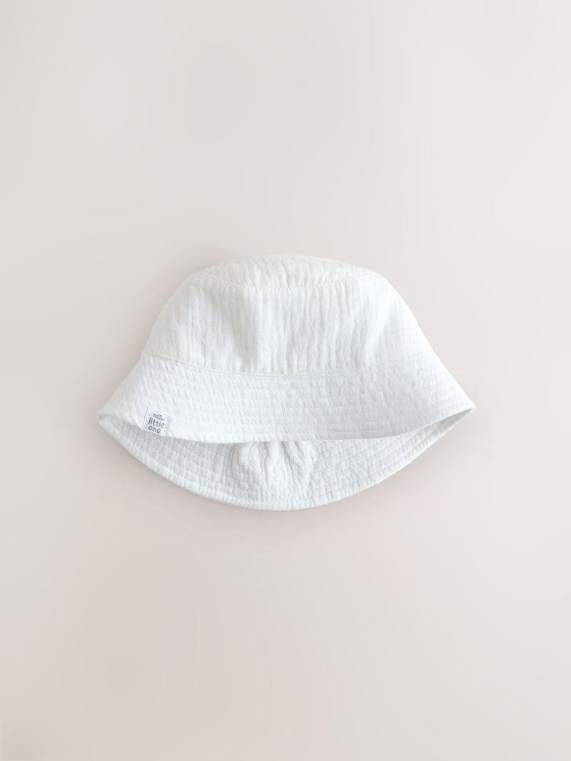 Neutral crinkle baby bucket hats 2 pack - British product