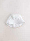 Neutral crinkle baby bucket hats 2 pack - British product