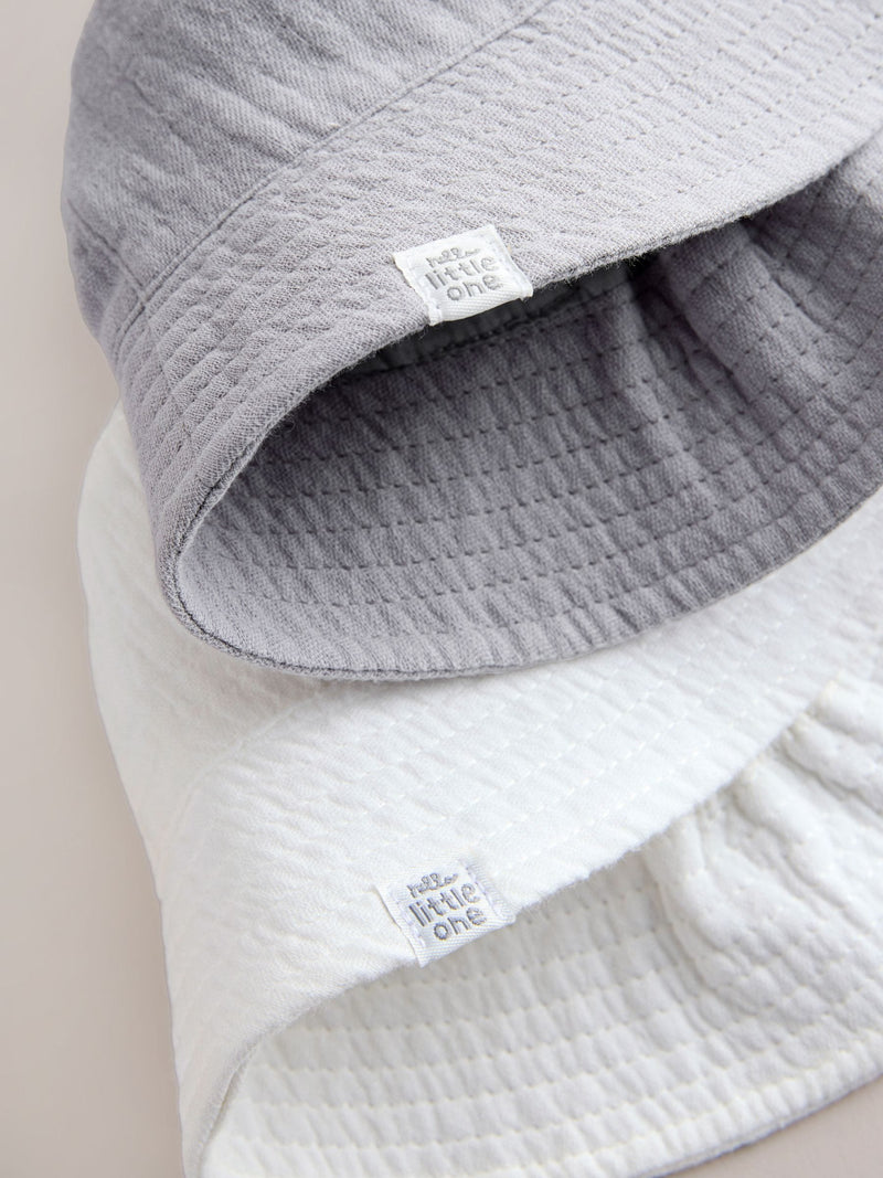 Neutral crinkle baby bucket hats 2 pack - British product