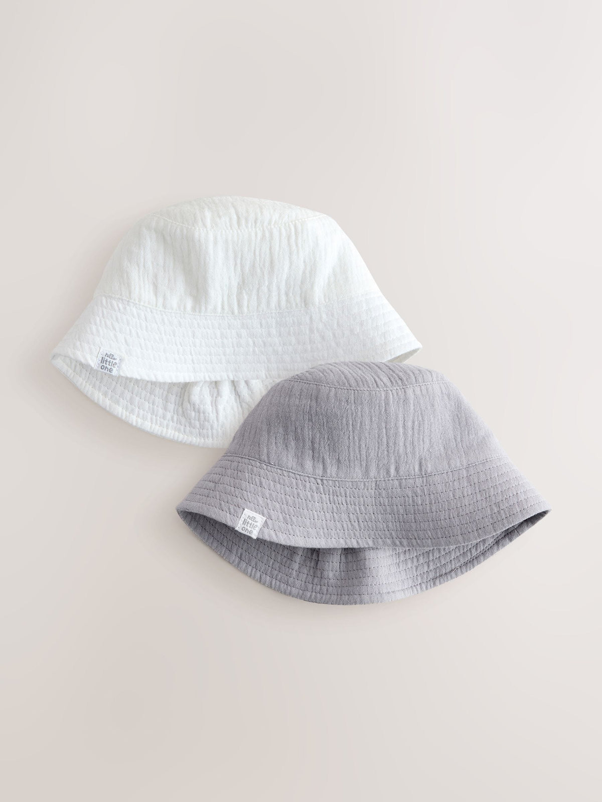 Neutral crinkle baby bucket hats 2 pack - British product