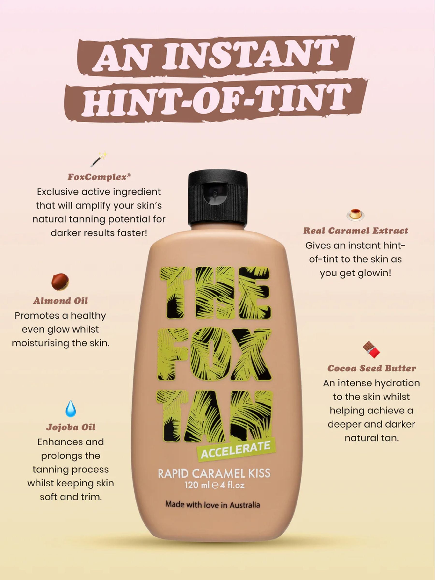 The Fox Tan Rapid Caramel Kiss Tinted Tan Accelerator 120ml (British brand)