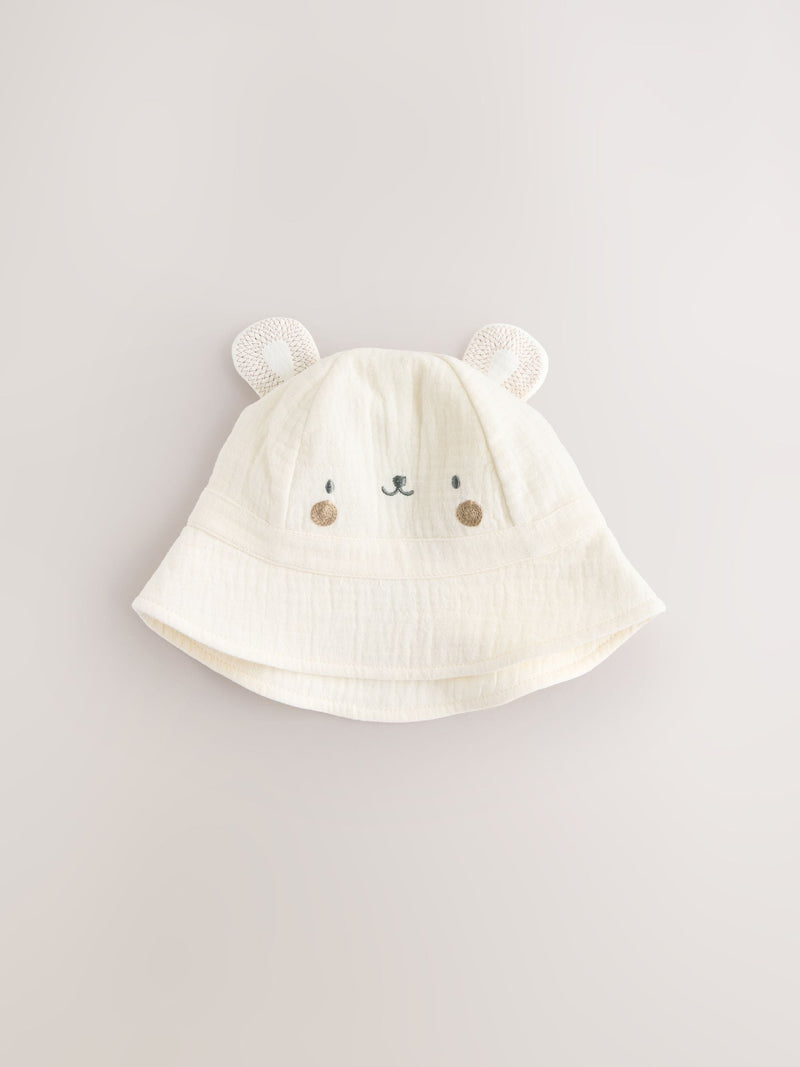Baby bucket hat Neutral Bear design pure cotton, UK version