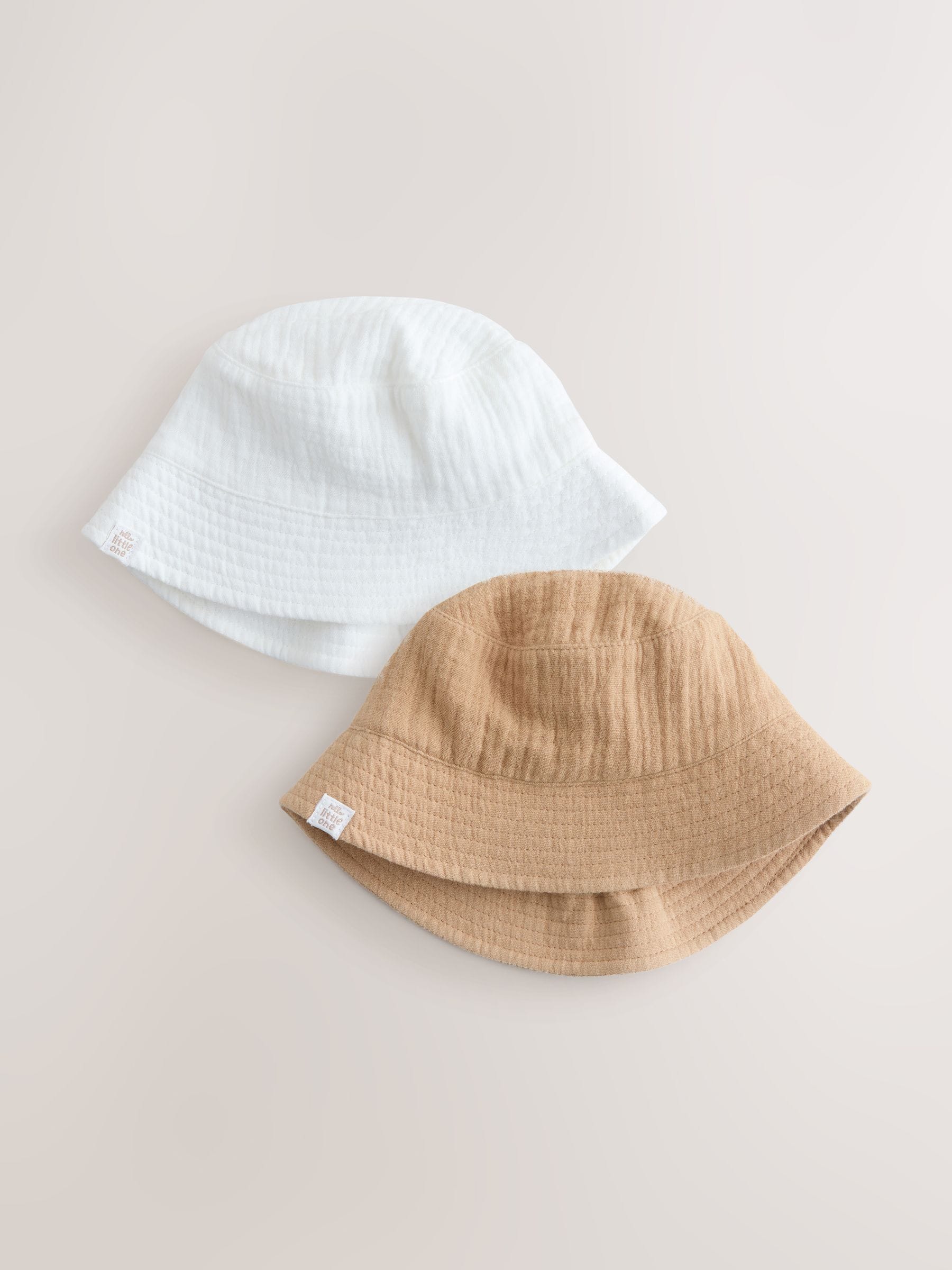 Neutral crinkle baby bucket hats 2 pack - British product