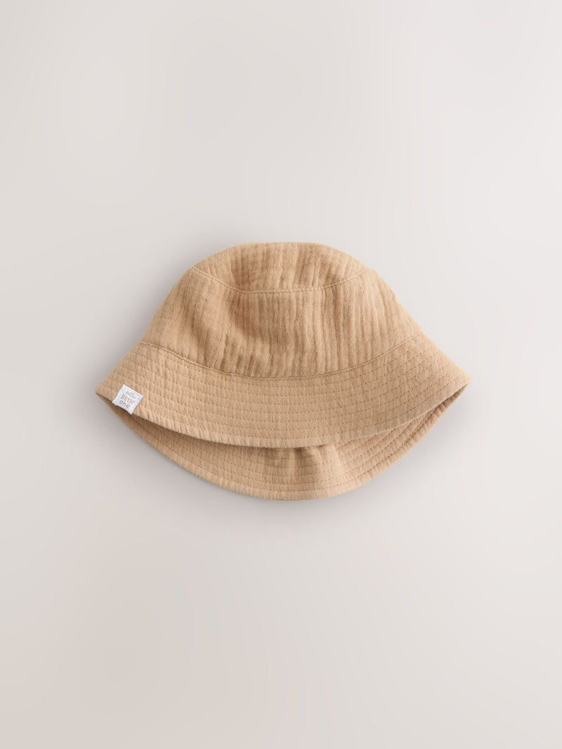 Neutral crinkle baby bucket hats 2 pack - British product
