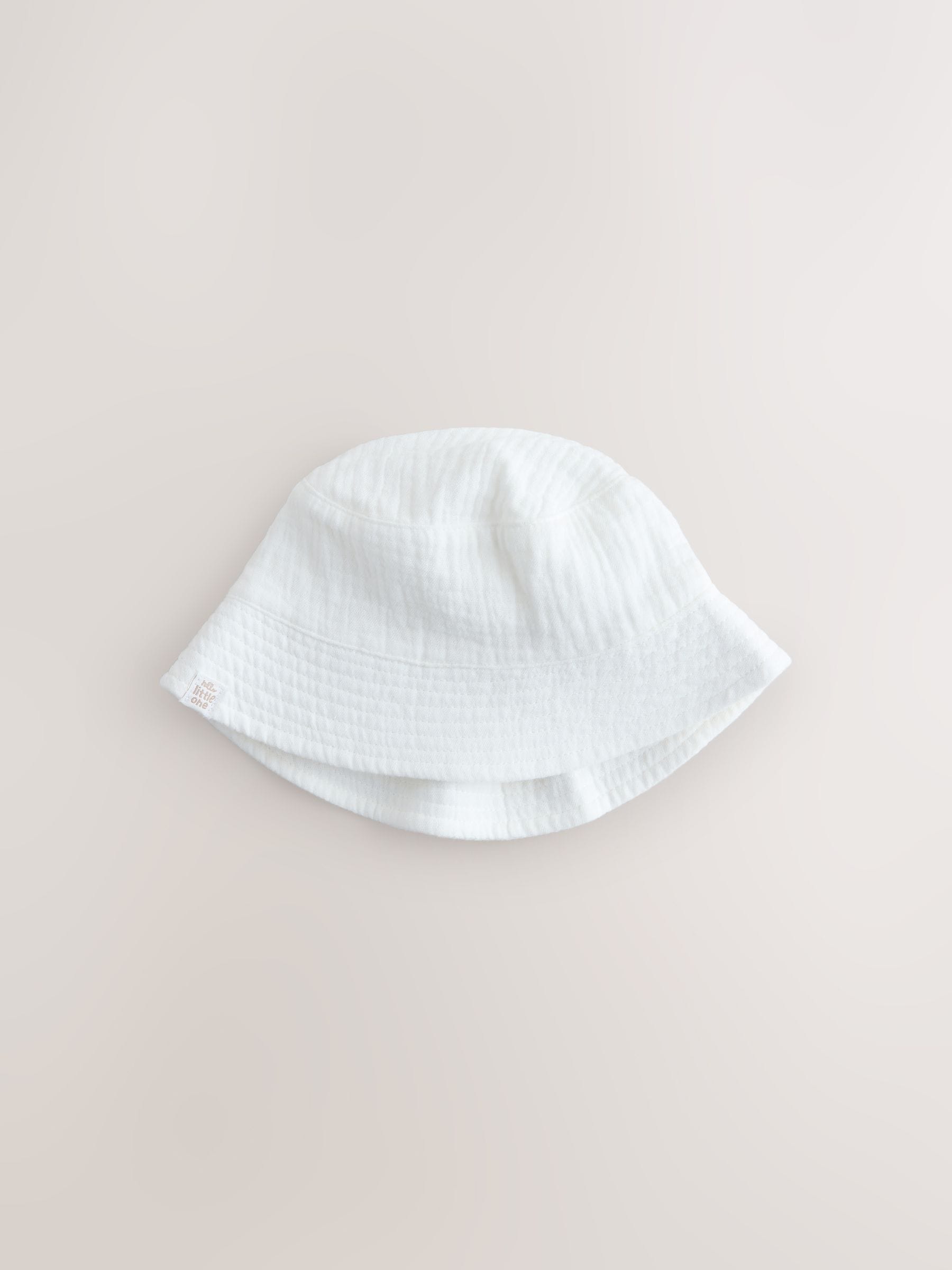 Neutral crinkle baby bucket hats 2 pack - British product