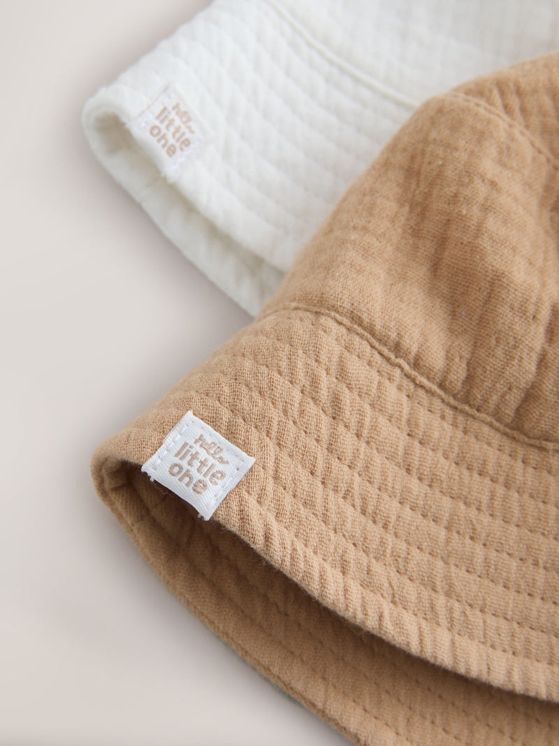 Neutral crinkle baby bucket hats 2 pack - British product
