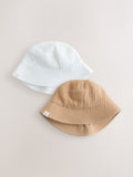 Neutral crinkle baby bucket hats 2 pack - British product