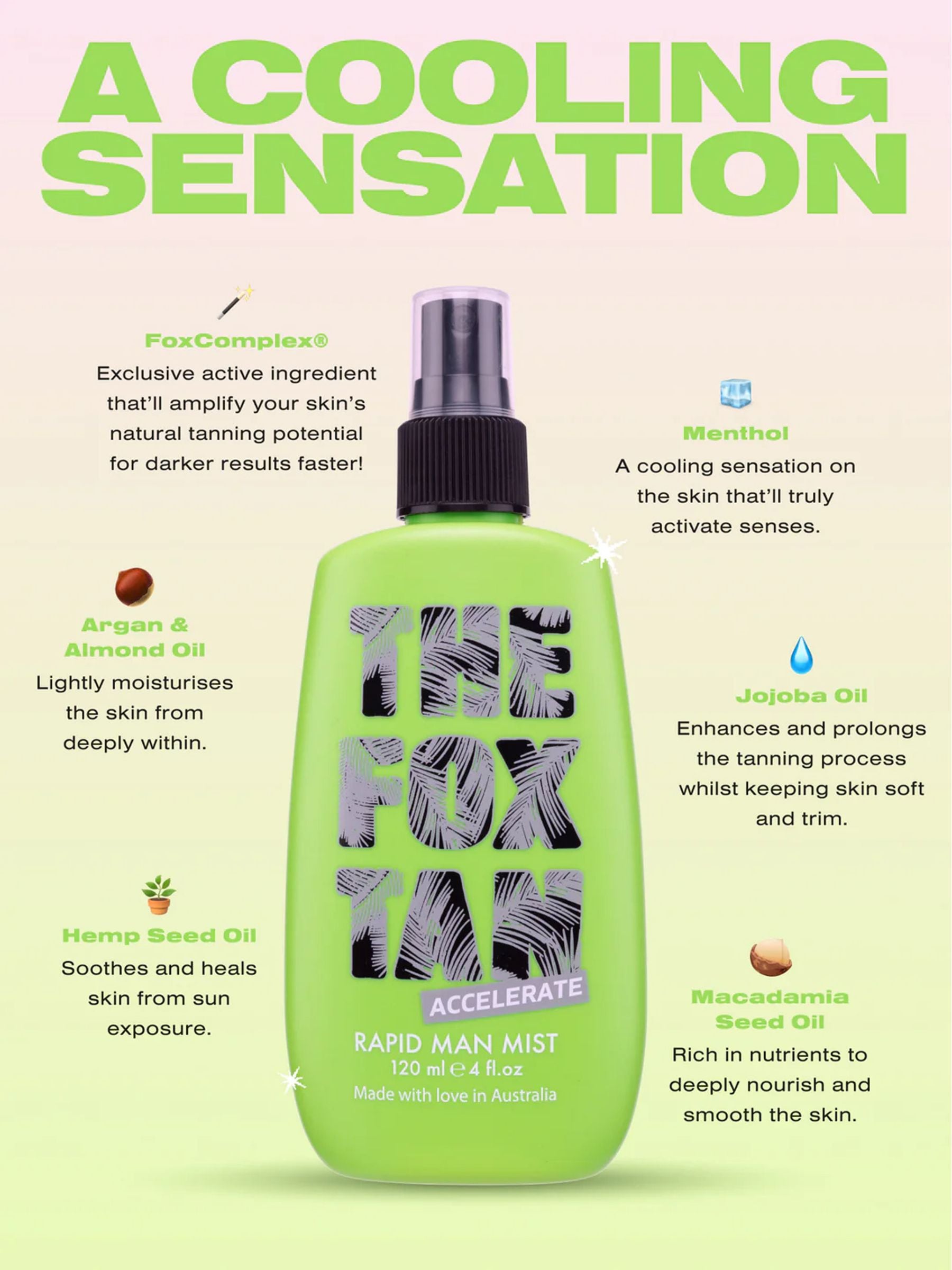 The Fox Tan Rapid Man Mist Tan Accelerator for Men 120ml (British brand)