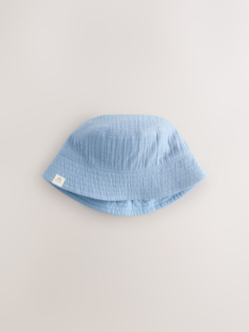 Blue and beige baby bucket hats 2 pack (British brand)