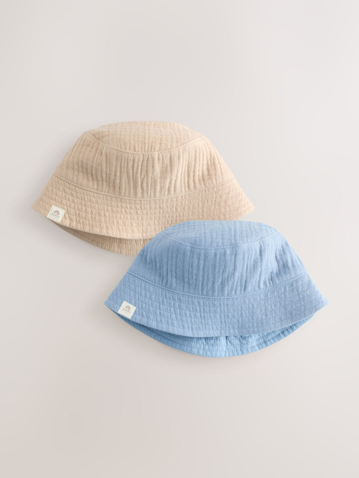 Blue and beige baby bucket hats 2 pack (British brand)