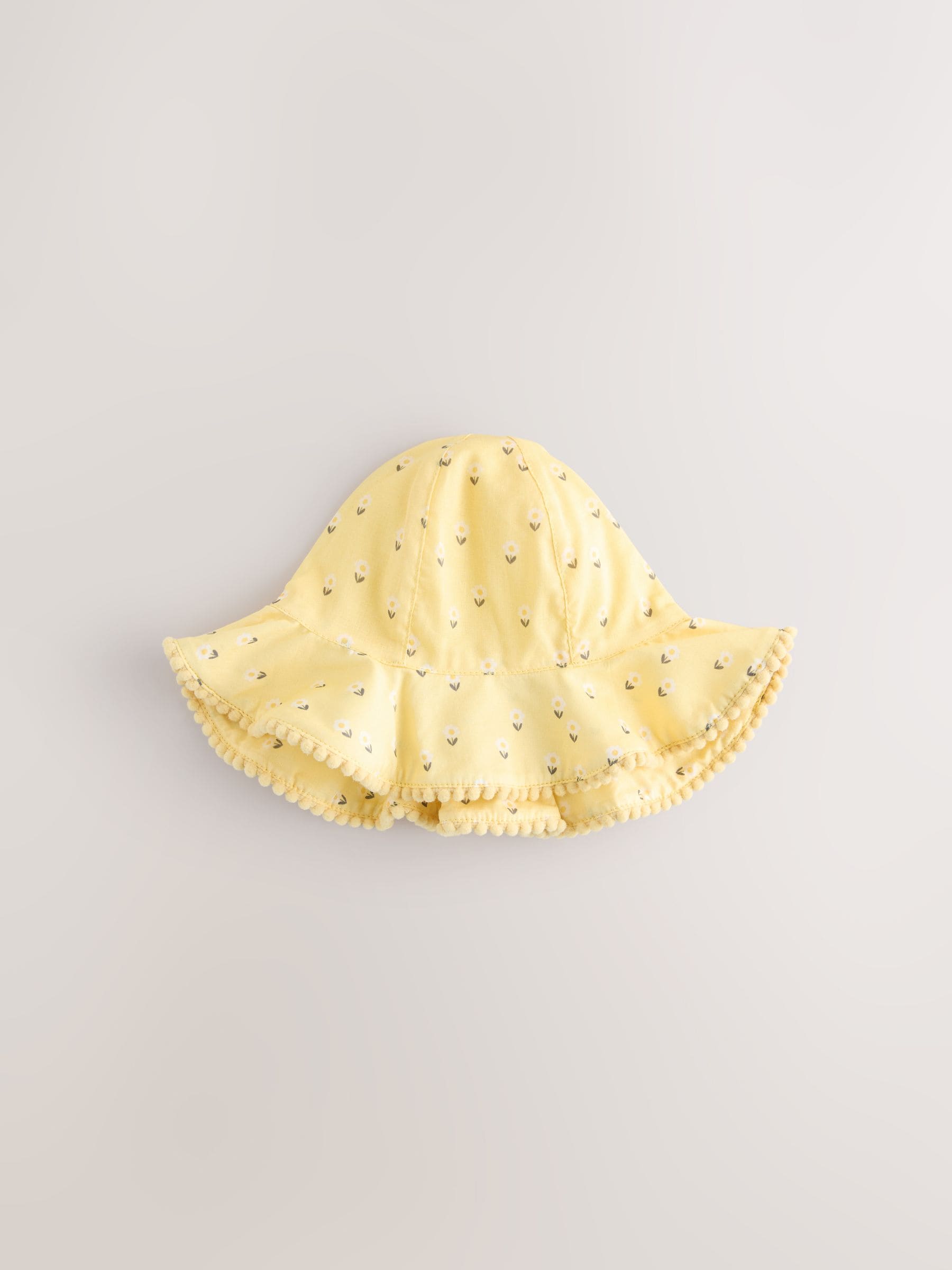 Baby bucket hats 2 pack yellow floral grey gingham, UK version