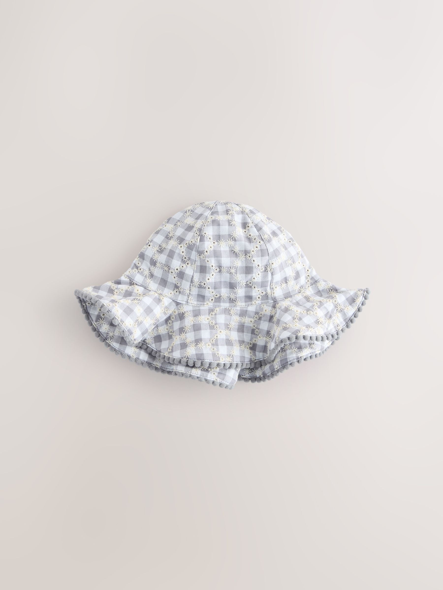 Baby bucket hats 2 pack yellow floral grey gingham, UK version