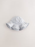 Baby bucket hats 2 pack yellow floral grey gingham, UK version