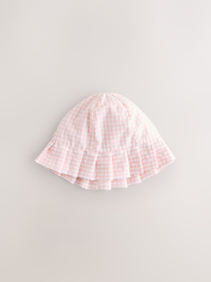 Baby bucket hats pink floral and gingham 2 pack - British product