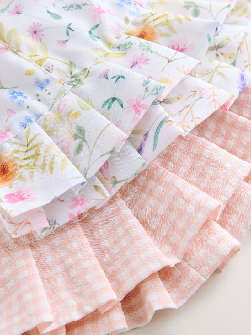 Baby bucket hats pink floral and gingham 2 pack - British product