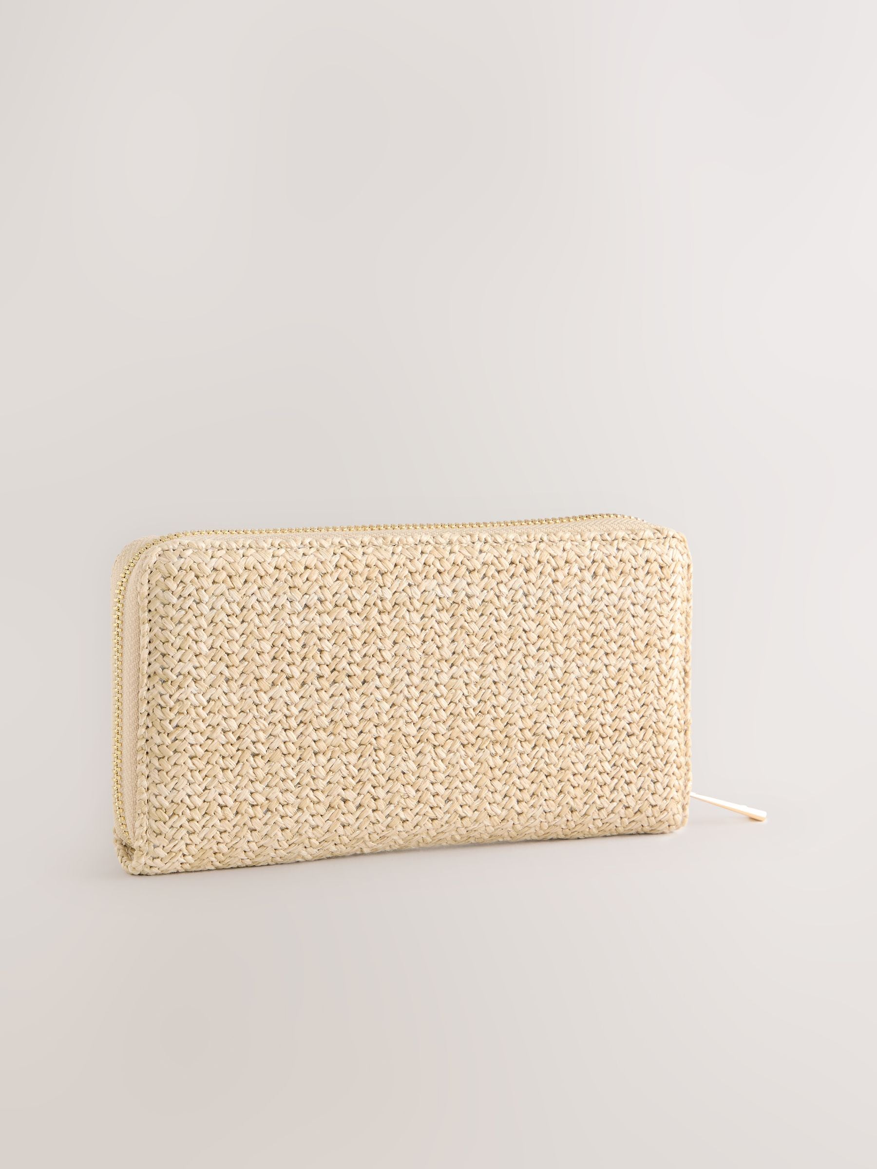 Natural Weave Detail Purse compact purse with recycled lining (British brand)