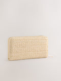Natural Weave Detail Purse compact purse with recycled lining (British brand)