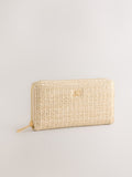 Natural Weave Detail Purse compact purse with recycled lining (British brand)