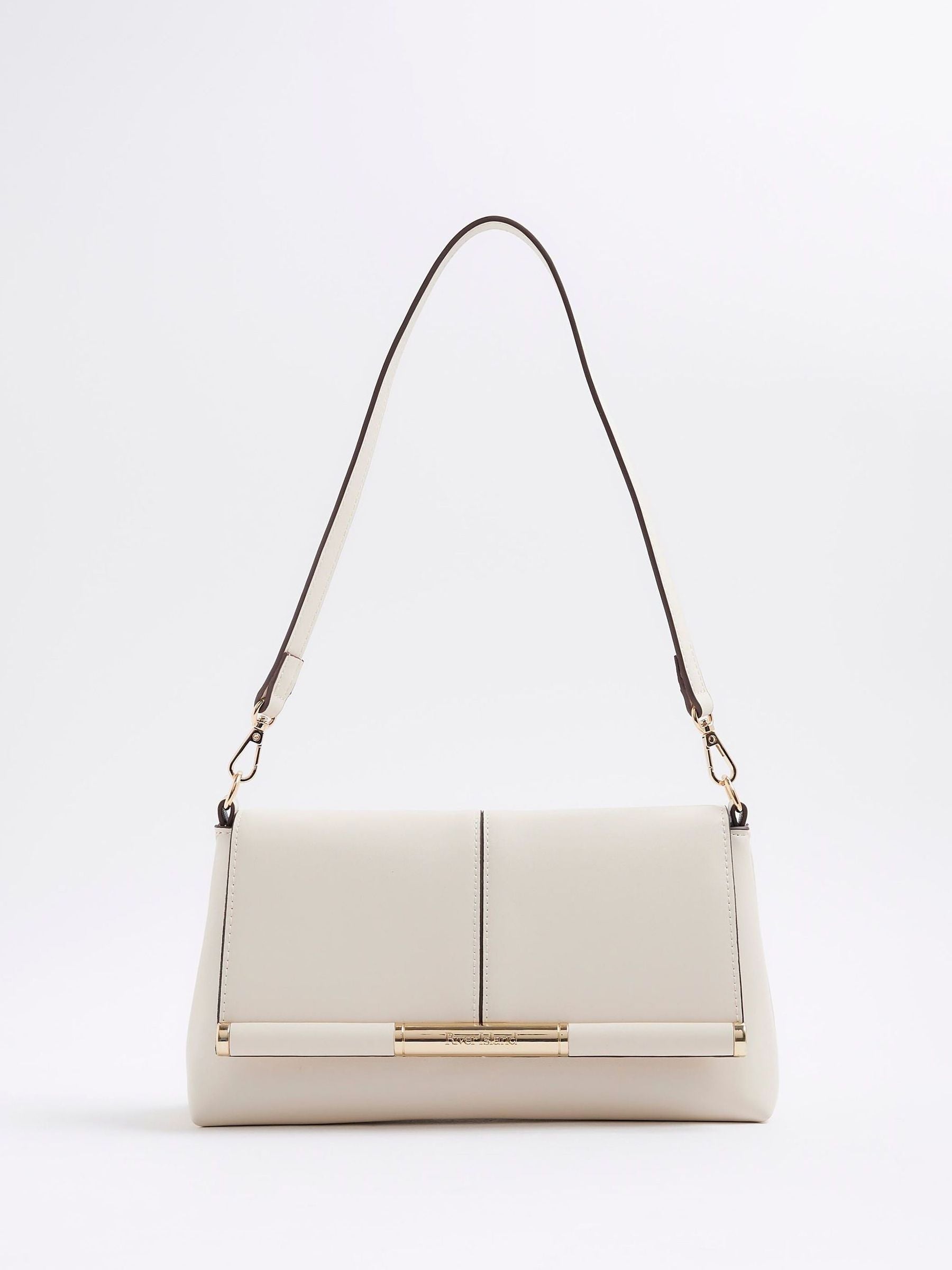 River Island Cream Bar Front Clutch Bag