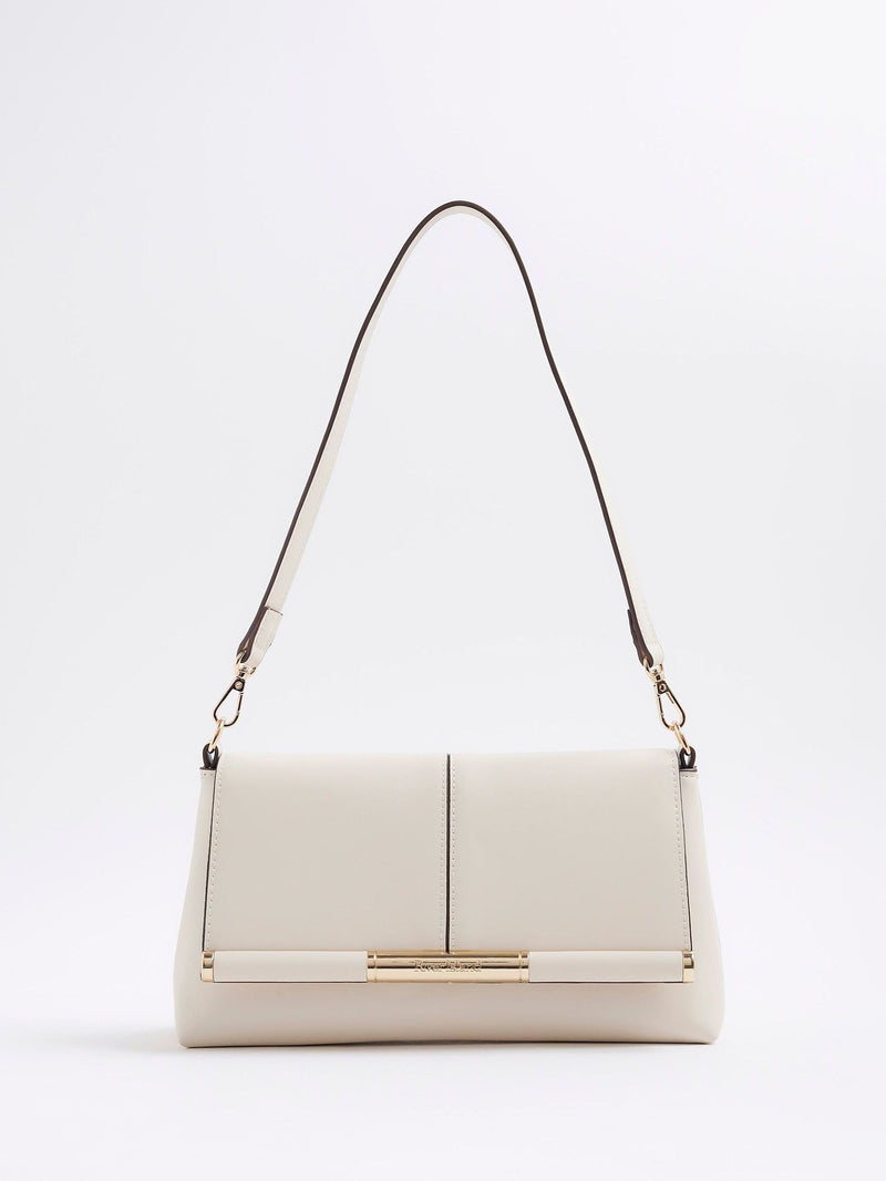 River Island Cream Bar Front Clutch Bag