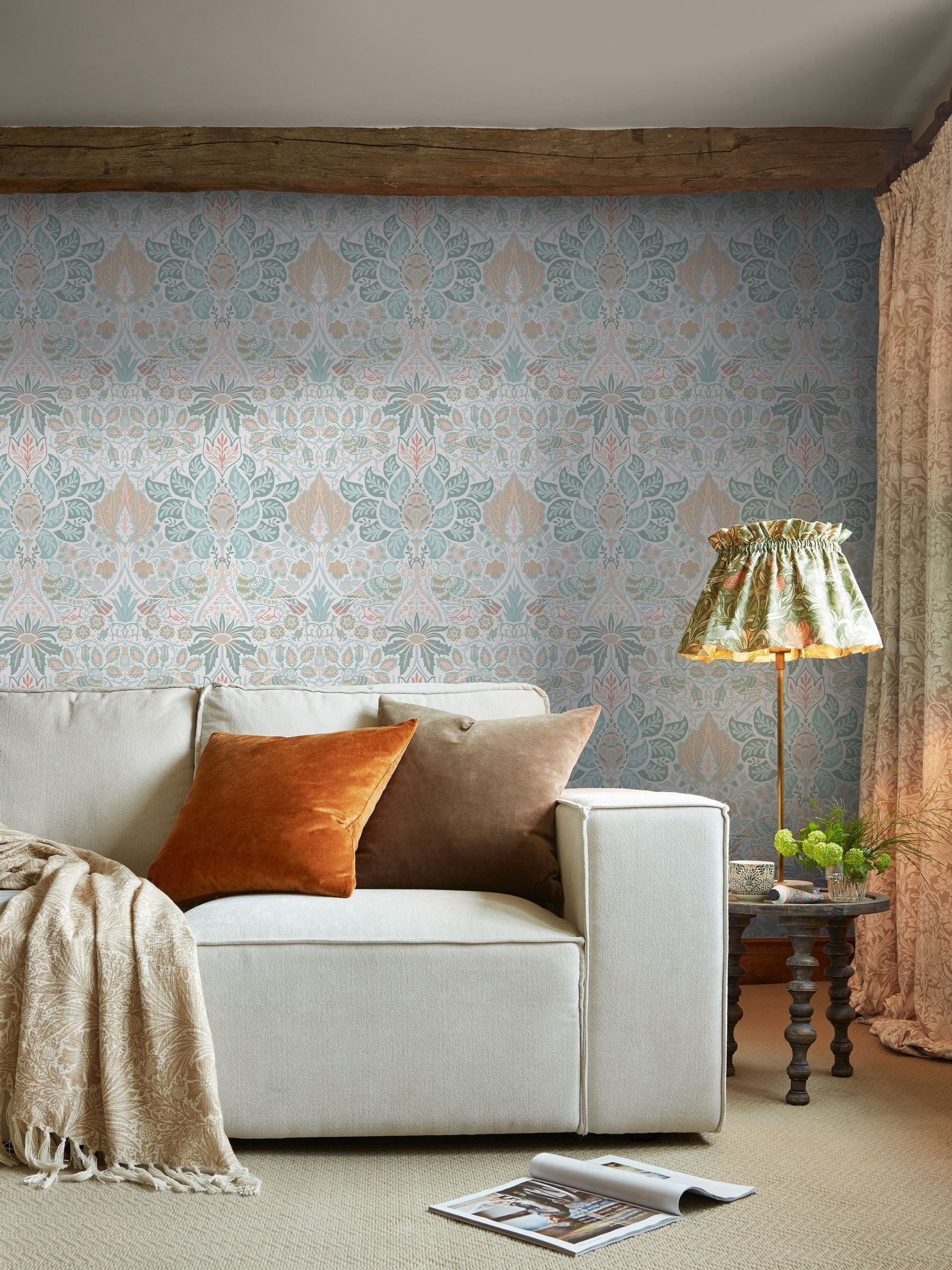 William Morris At Home Haze Dove and Rose A4 Wallpaper Sample