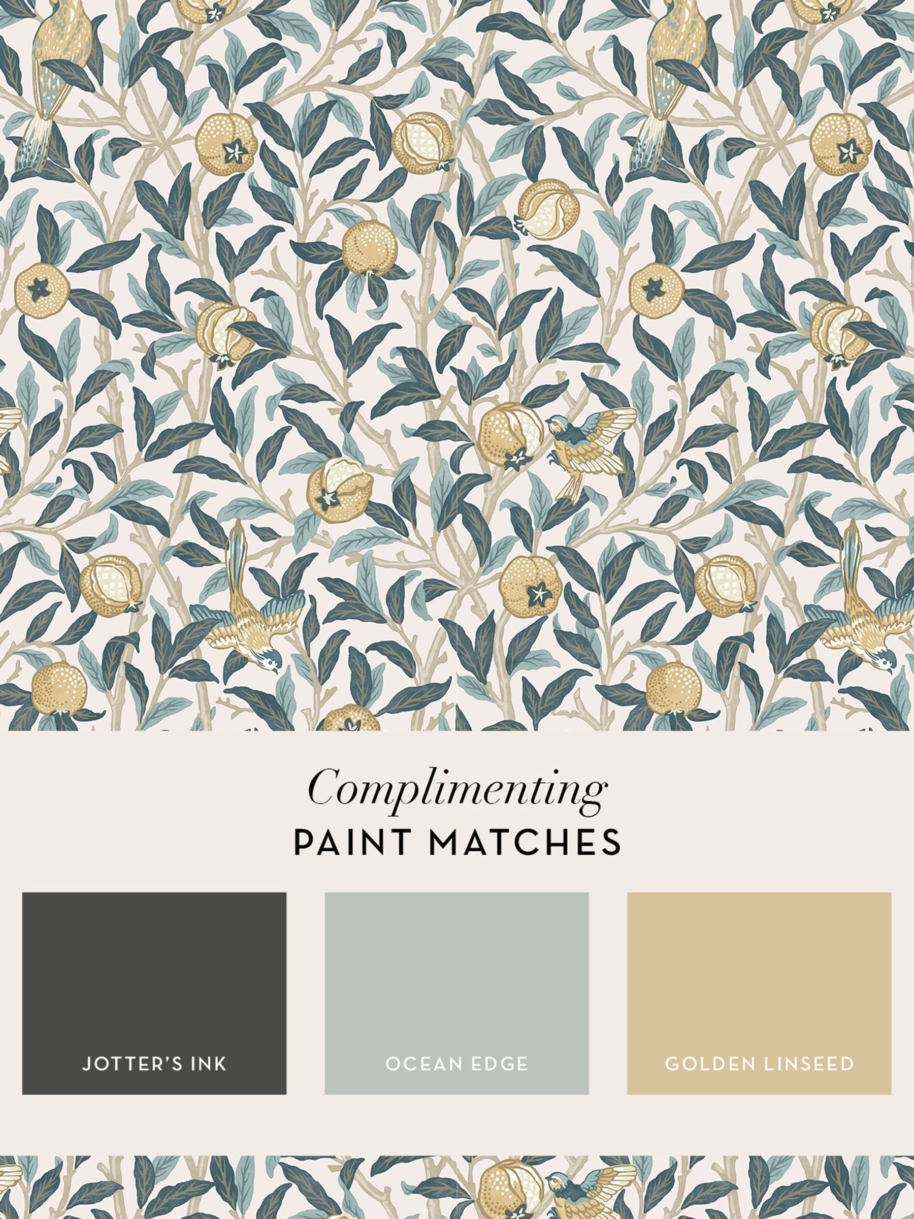 William Morris Bird and Pomegranate wallpaper sample A4, imported from the UK