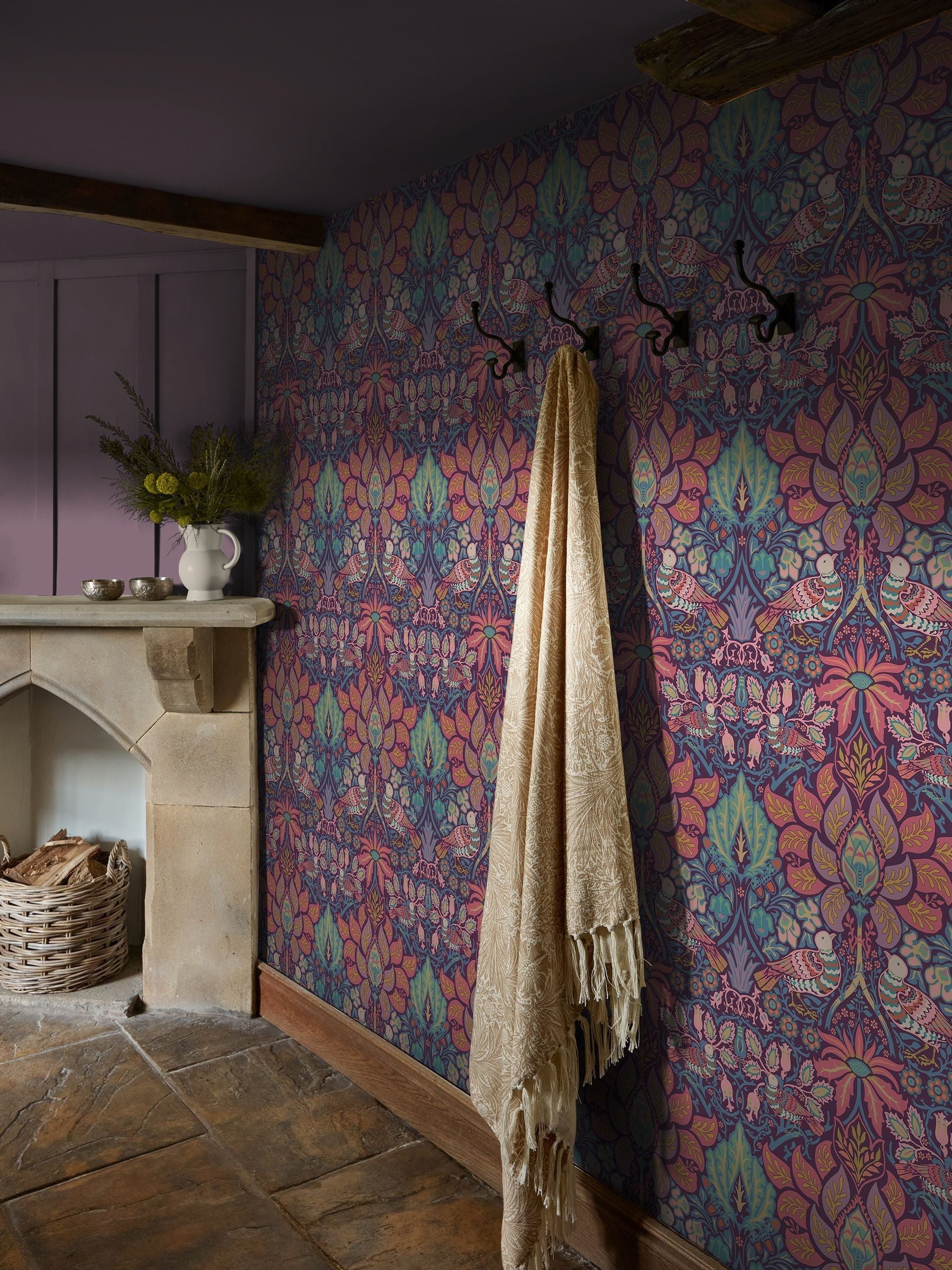 William Morris At Home Carnival Dove and Rose A4 Wallpaper Sample