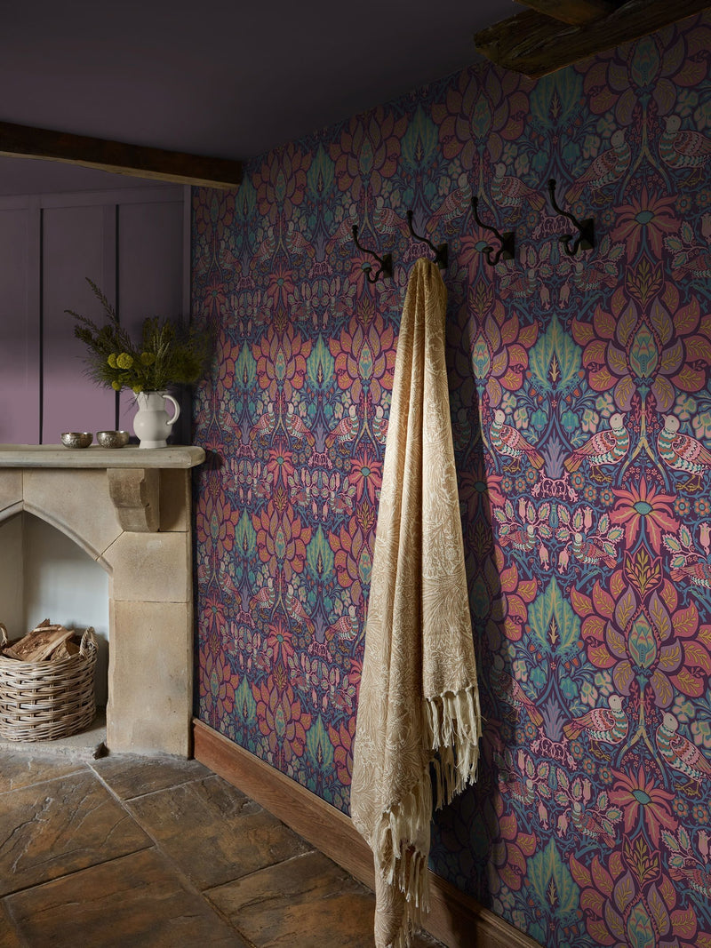 William Morris At Home Carnival Dove and Rose A4 Wallpaper Sample