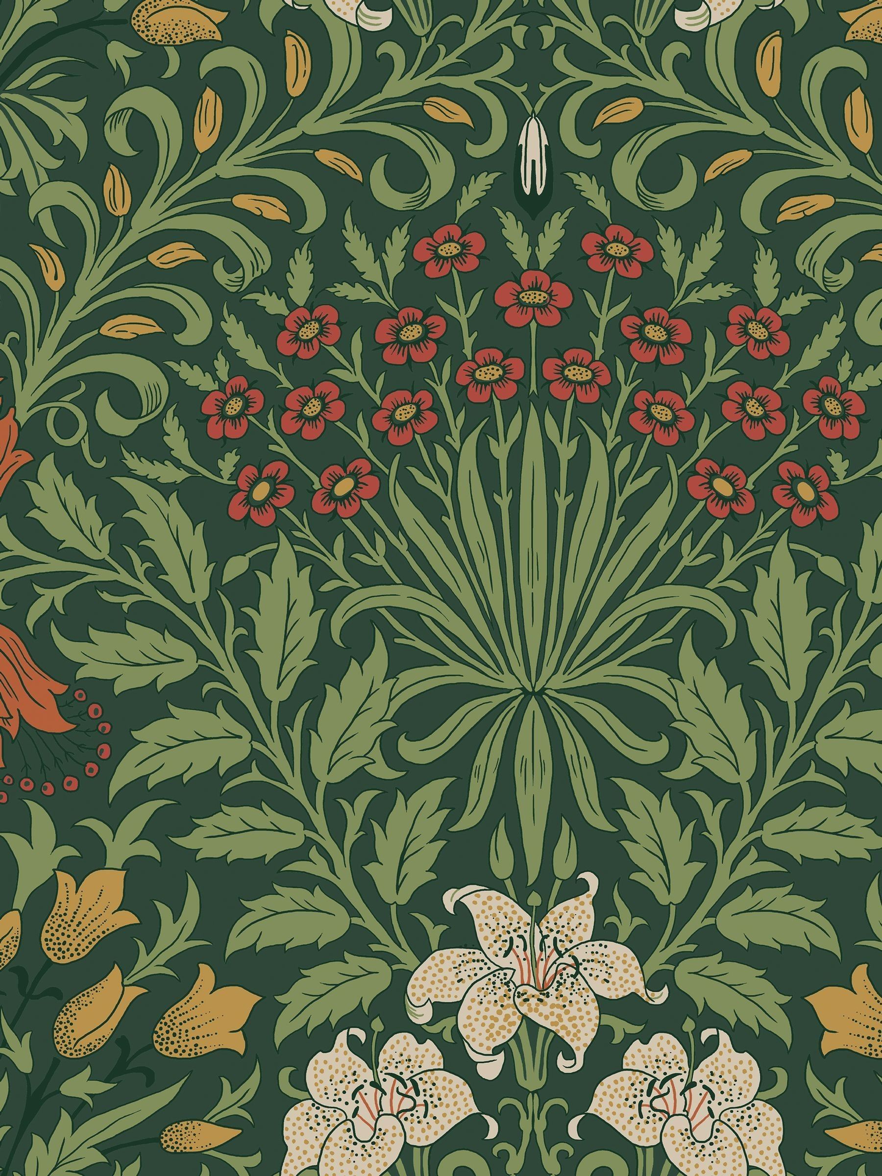 William Morris wallpaper Moss Green Garden 10m, imported from the UK
