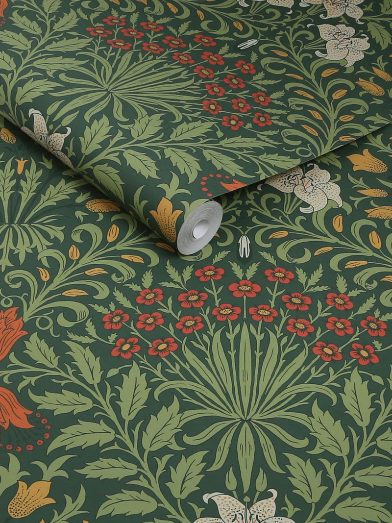 William Morris wallpaper Moss Green Garden 10m, imported from the UK
